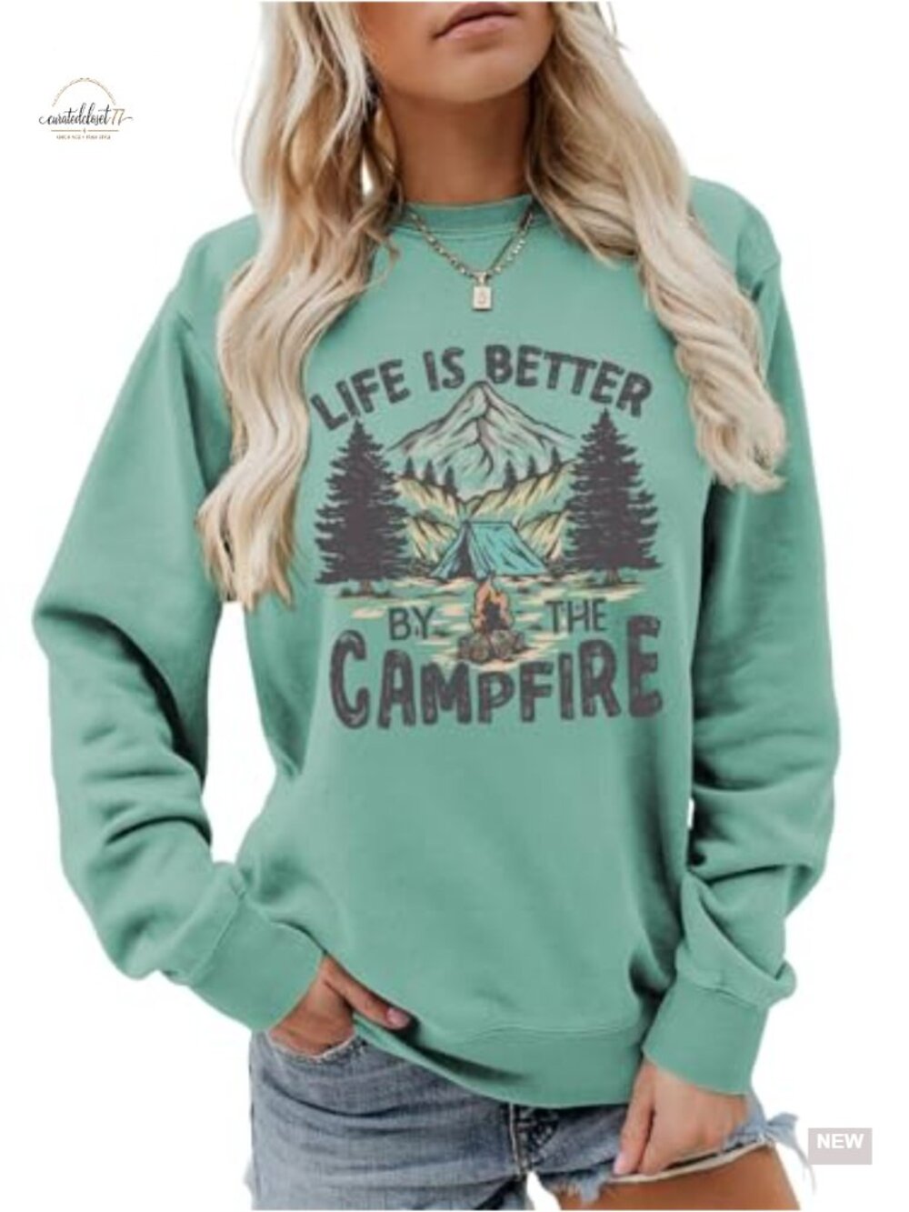 Funny Camping Graphic Sweatshirt Women Long Sleeve Crewneck Pullover Casual